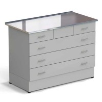 Стол-тумба ЭКРОС 1200х600х900 мм 2 ящика + 3 ящика, раб. поверхность - НЕРЖАВЕЮЩАЯ СТАЛЬ