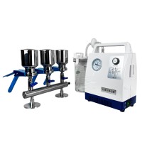 Прибор вакуумного фильтрования Stegler ПВФ-47-3 (нерж. сталь, воронка 47 мм, 3х250 мл, насос с колбой-ресивером)