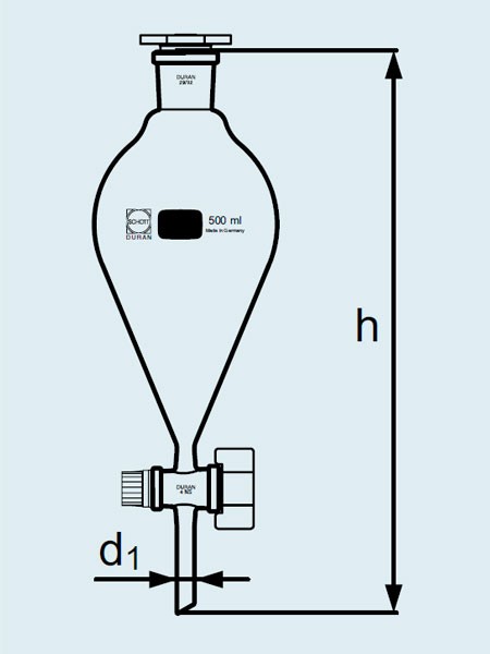 Воронка делительная DURAN Group 500 мл, коническая, NS29/32, с PTFE краном