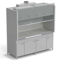 Шкаф вытяжной 2 светильника ВЗБ 2 комплекта воды 2000х900х2145 мм, раб. поверхность - КЕРАМИКА