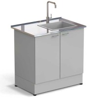 Стол-мойка ЭКРОС 900х600х900 мм, чаша стеклопластик справа, раб. поверхность - НЕРЖАВЕЮЩАЯ СТАЛЬ