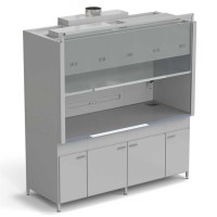 Шкаф вытяжной 2 светильника ВЗБ 2 комплекта воды 2000х900х2145 мм, раб. поверхность - МОНОЛИТНЫЙ КЕРАМОГРАНИТ