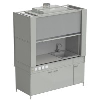 Шкаф вытяжной с коконом из стеклопластика с мойкой из СП и смесителем с электрикой 1800х820х2240 мм, раб. поверхность - LABGRADE