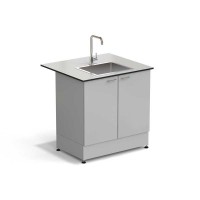 Стол-мойка ЭКРОС 900х800х900 мм, чаша нержавеющая сталь по центру, раб. поверхность - LABGRADE