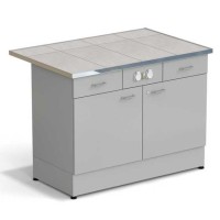 Стол-тумба ЭКРОС 1200х800х900 мм 2 двери + 2 ящика с электрикой, раб. поверхность - КЕРАМИКА с НС бортиком