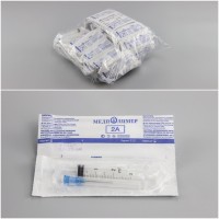 Шприц инъекционный однократного применения трехдетальный 2 А &quot;Луер&quot;, вместимостью 2 см3, с иглой 0,6*25, уп.100 шт