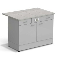Стол-тумба ЭКРОС 1200х800х900 мм 2 двери + 2 ящика с электрикой, раб. поверхность - КЕРАМИКА с ПВХ кромкой