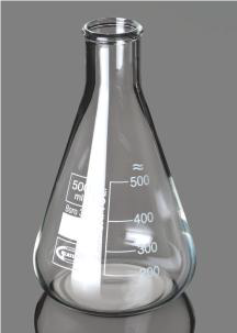 Колба Эрленмейера 500 мл, стекло, до 500 °С, узкое горло, с усиленным ободком, 10 шт./уп., Glassco