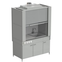 Шкаф вытяжной с коконом из стеклопластика с мойкой из СП и смесителем, с электрикой 1500х820х2240 мм, раб. поверхость- LABGRADE