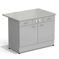 Стол-тумба ЭКРОС 1200х800х900 мм 2 двери + 2 ящика с электрикой, раб. поверхность - ЛАМИНАТ СЕРЫЙ
