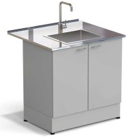 Стол-мойка ЭКРОС 900х800х900 мм, чаша нержавеющая сталь по центру, раб. поверхность - НЕРЖАВЕЮЩАЯ СТАЛЬ