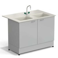 Стол-мойка ЭКРОС 1200х800х900 мм, две чаши полипропилен, раб. поверхность - ПОЛИПРОПИЛЕН