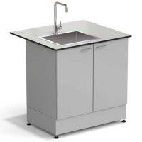 Стол-мойка ЭКРОС 900х800х900 мм, чаша нержавеющая сталь слева, раб. поверхность - LABGRADE