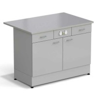 Стол-тумба ЭКРОС 1200х800х900 мм 2 двери + 2 ящика с электрикой, раб. поверхность - МОНОЛИТНЫЙ КЕРАМОГРАНИТ с ПВХ кромкой