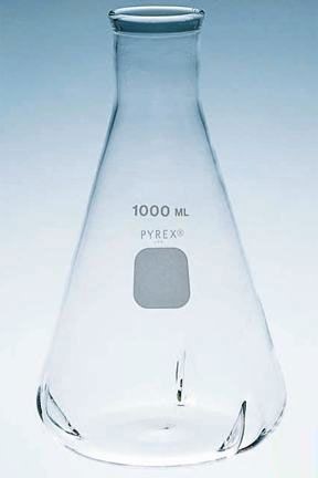 Колба Эрленмейера 500 мл, стекло, с отбойниками, с усиленным ободом, Pyrex (Corning)