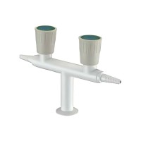 Двойной лабораторный кран для холодной воды Stegler KV-2-155 (латунь, высота 155 мм, прямой)