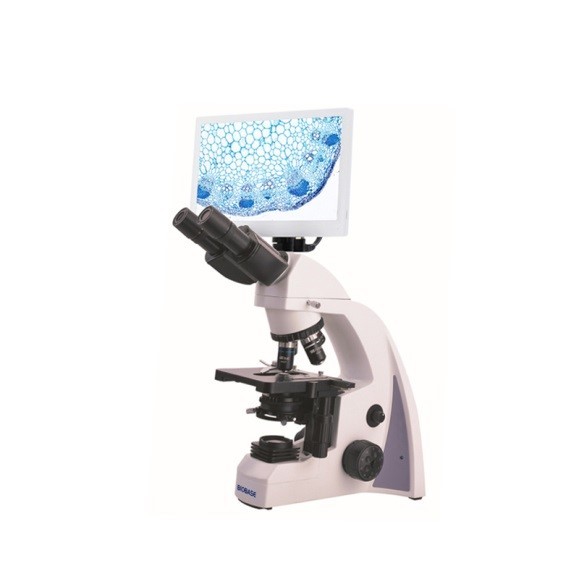 Микроскоп DM-125, прямой, бинокуляр, СП, ТП, ФК, флуоресценция, поляризация, ахромат, 4х,10х, 40х, 100х, с камерой и ЖК дисплеем, Biobase, Китай