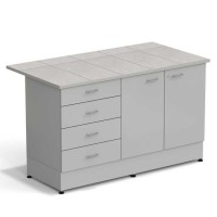 Стол-тумба ЭКРОС 1500х800х900 мм 2 двери + 4 ящика, раб. поверхность - КЕРАМИКА с ПВХ кромкой
