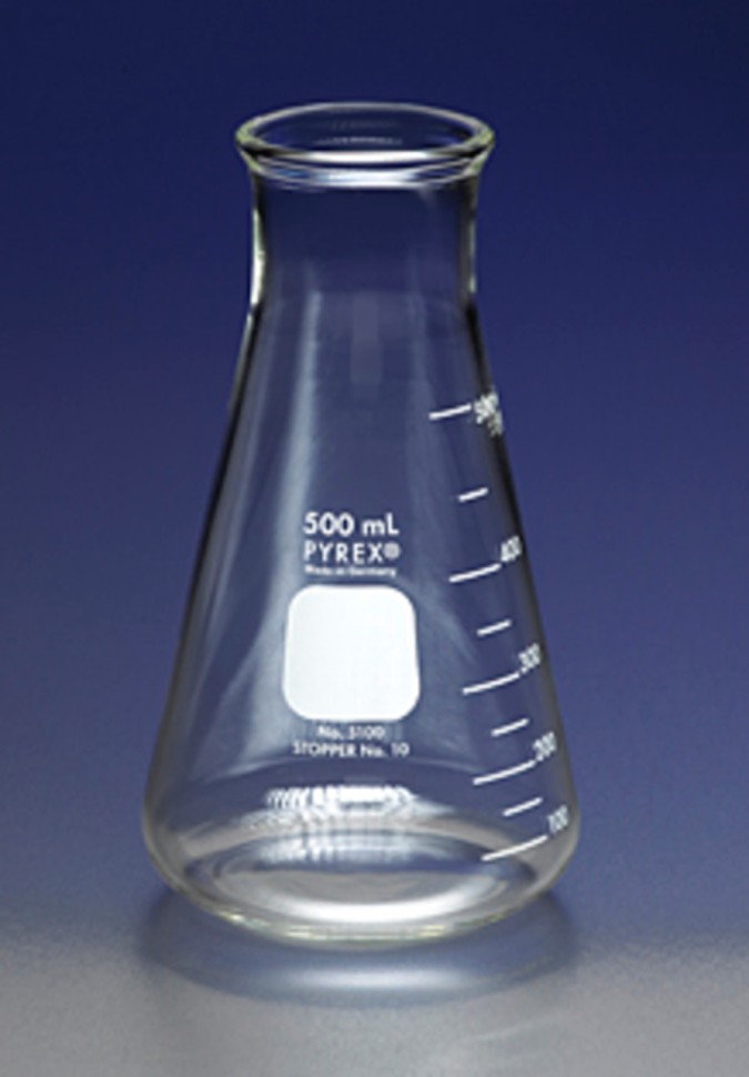 Колба Эрленмейера 500 мл, стекло, широкогорлая, Pyrex, Corning
