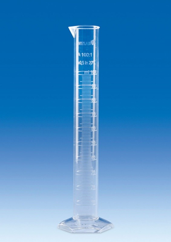 Цилиндр мерный VITLAB, 2000 мл, класс A, высокий, рельефная шкала, PMP