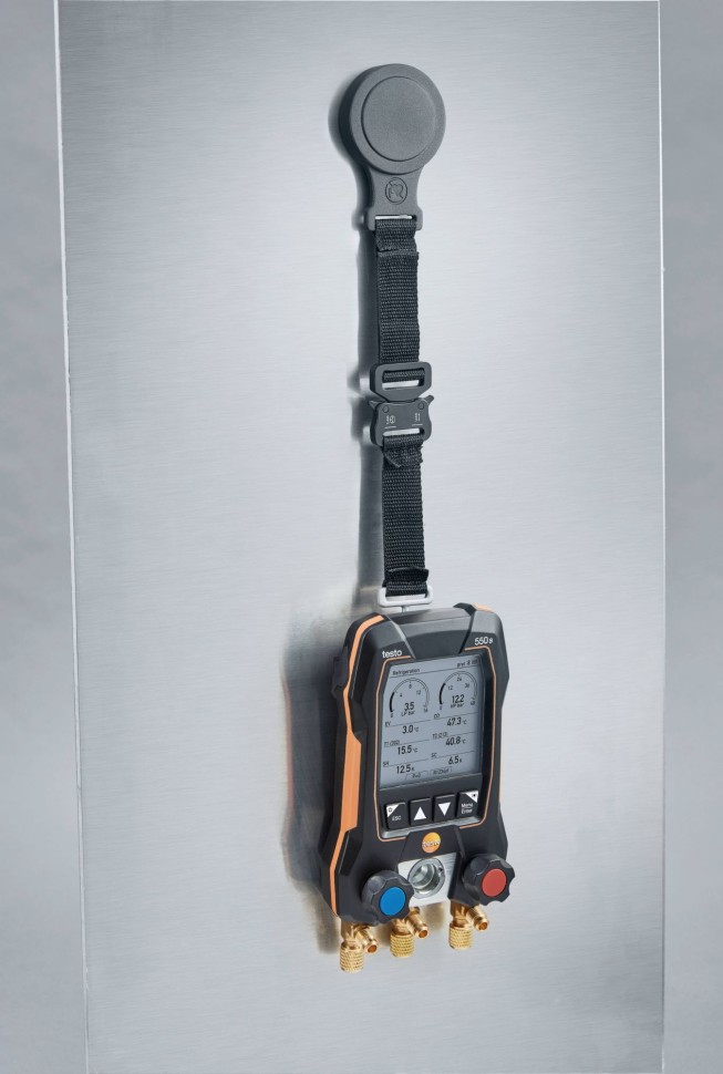 testo 550s Комплект 3 с заправочными шлангами - Умный цифровой манометрический коллектор, смарт-зонды зажимы температуры и набор из трёх заправочных шлангов