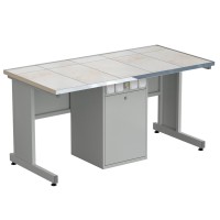 Стол ученический с сервисной стойкой, с электрикой 1515х750х760, раб. поверхность - КЕРАМИКА