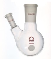 Колба двухгорлая круглодонная Kimble 250 мл, боковой шлиф 10/30 под углом к центральному 24/40, стекло