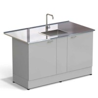 Стол-мойка ЭКРОС 1500х800х900 мм, чаша нержавеющая сталь по центру, раб. поверхность - НЕРЖАВЕЮЩАЯ СТАЛЬ