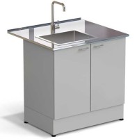 Стол-мойка ЭКРОС 900х800х900 мм, чаша нержавеющая сталь слева, раб. поверхность - НЕРЖАВЕЮЩАЯ СТАЛЬ