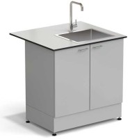 Стол-мойка ЭКРОС 900х800х900 мм, чаша нержавеющая сталь справа, раб. поверхность - LABGRADE