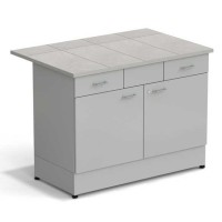 Стол-тумба ЭКРОС 1200х800х900 мм 2 двери + 2 ящика, раб. поверхность - КЕРАМИКА с ПВХ кромкой