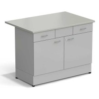 Стол-тумба ЭКРОС 1200х800х900 мм 2 двери + 2 ящика, раб. поверхность - ЛАМИНАТ СЕРЫЙ