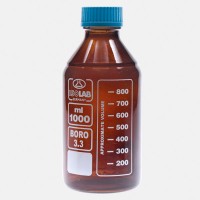 Бутыль ISOLAB 1000 мл, GL45, с крышкой и сливным кольцом, тёмное стекло