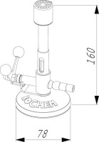 Горелка Бунзена газовая с откидным клапаном, природный газ, Bochem