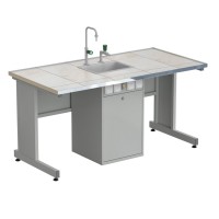 Стол ученический с сервисной стойкой, с электрикой, с подводом воды 1515х750х760, раб. поверхность - КЕРАМИКА