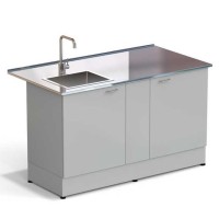 Стол-мойка ЭКРОС 1500х800х900 мм, чаша нержавеющая сталь слева, раб. поверхность - НЕРЖАВЕЮЩАЯ СТАЛЬ