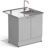 Стол-мойка ЭКРОС 900х800х900 мм, чаша нержавеющая сталь справа, раб. поверхность - НЕРЖАВЕЮЩАЯ СТАЛЬ