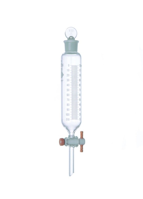Воронка капельная цилиндрическая Kimble 250 мл, с градуировкой, PTFE кран, с пробкой, стекло