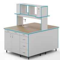 Островной стол с сантехникой и столешницей из керамогранитной плитки СЛО НВК 1200 КГ+