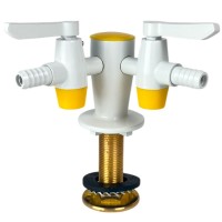 Двойной газовый лабораторный кран Stegler KG-2-105 (литая медь, высота 105 мм, угловой)