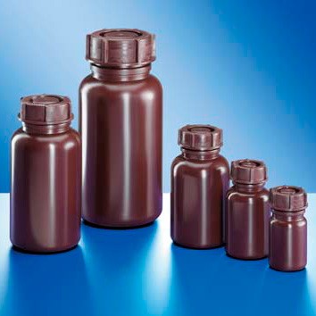 Бутыль Kautex широкогорлая 100 мл, LDPE, круглая, коричневый цвет, с винтовой крышкой
