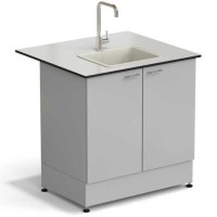 Стол-мойка ЭКРОС 900х800х900 мм, чаша полипропилен по центру, раб. поверхность - LABGRADE