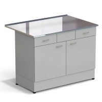 Стол-тумба ЭКРОС 1200х800х900 мм 2 двери + 2 ящика, раб. поверхность - НЕРЖАВЕЮЩАЯ СТАЛЬ