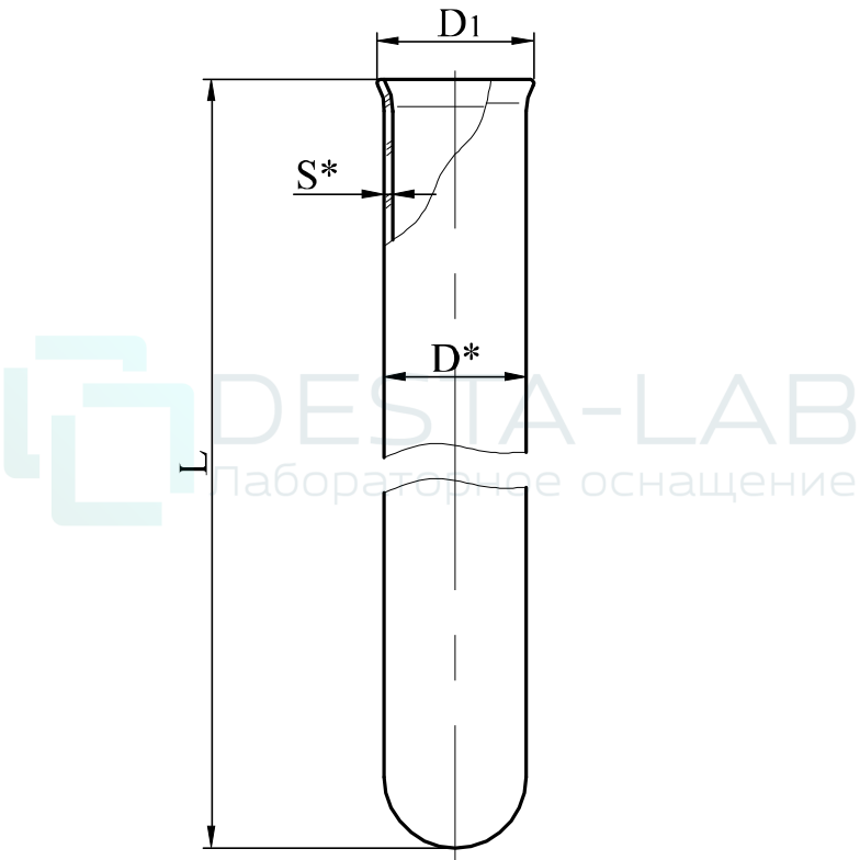 Пробирка П1 42x130 эскиз 2-591-37