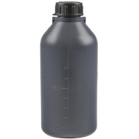 Бутылка градуированная 2000 мл, с узким горлом, серая, с крышкой, ПЭВД, LAMAPLAST