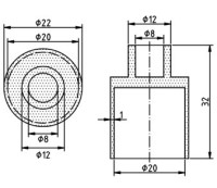 Пробка, натуральный каучук, красный, подворачивающаяся, Deutsch &amp; Neumann