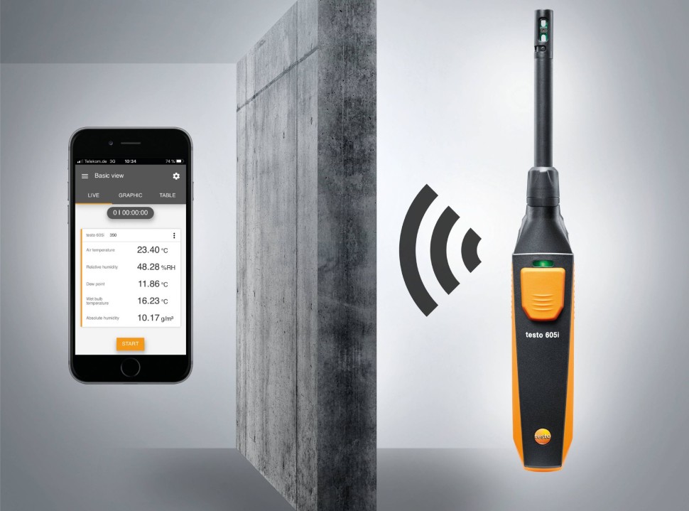 testo 605i - Термогигрометр, управляемый со смартфона