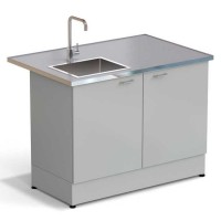 Стол-мойка ЭКРОС 1200х800х900 мм, чаша нержавеющая сталь слева, раб. поверхность - МОНОЛИТНЫЙ КЕРАМОГРАНИТ с НС бортиком