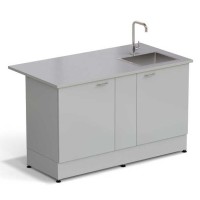 Стол-мойка ЭКРОС 1500х800х900 мм, чаша нержавеющая сталь справа, раб. поверхность - МОНОЛИТНЫЙ КЕРАМОГРАНИТ с ПВХ кромкой