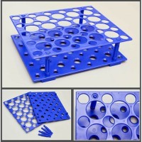 Штатив д/пробирок 15 мл, диам.17 мм*30 гн., 50 мл.д.28 мм*20 гн., ABS, инд.уп./50 шт, голубой